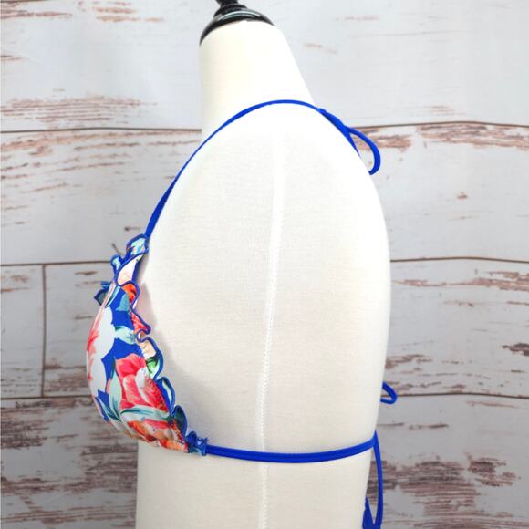 Abercrombie String Bikini Top Blue Floral Size Small - Picture 2 of 4